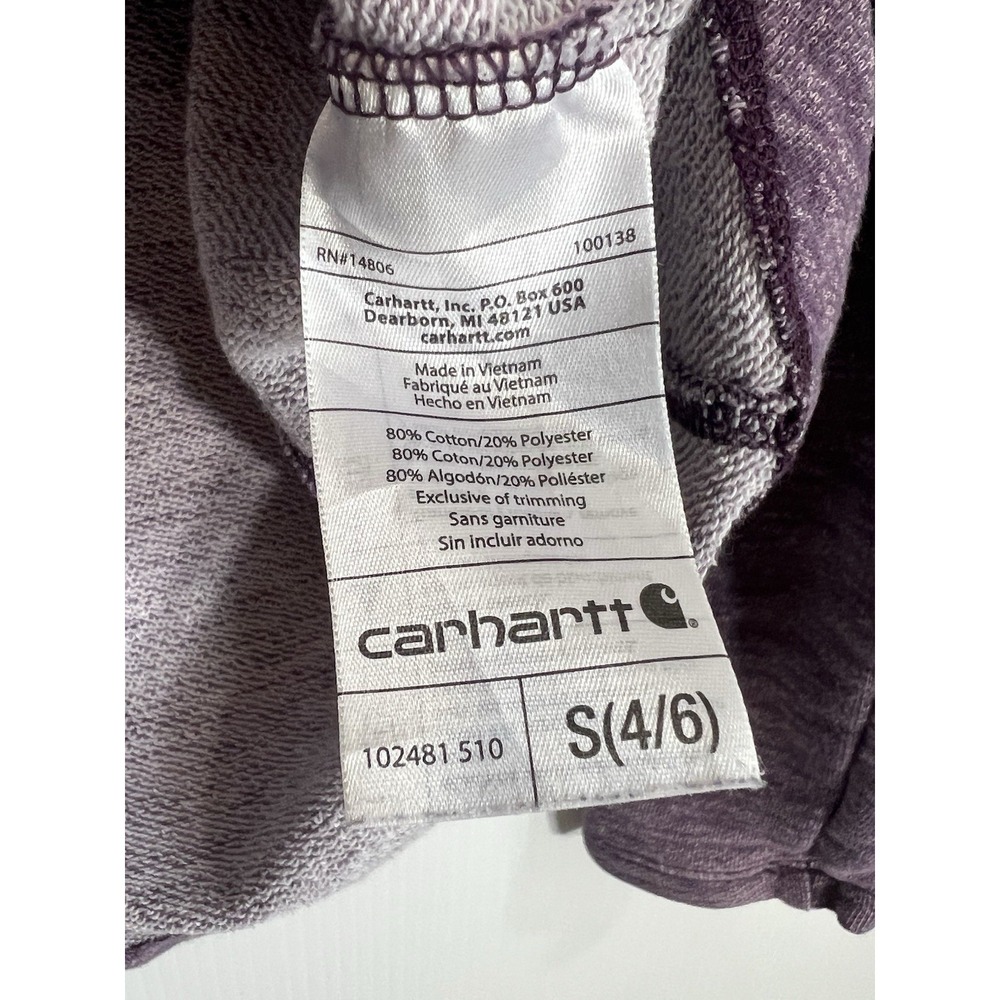 Carhartt Women's Newberry Hoodie Size Small Heather Purple Cotton Blend Pocket - Picture 7 of 10